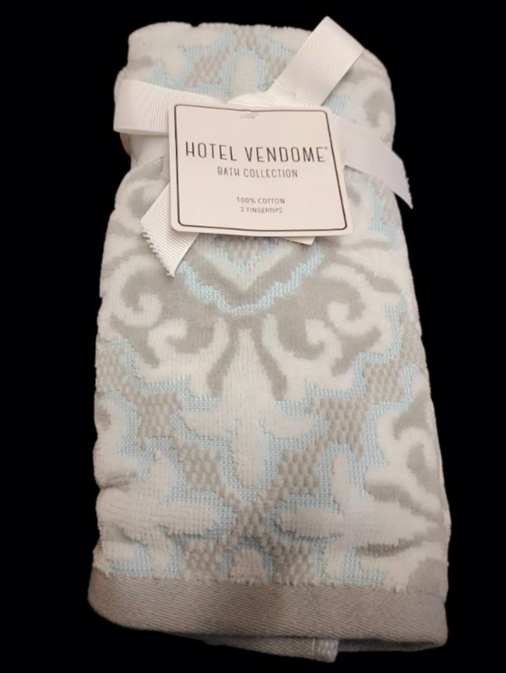 x2 Hotel Vendome Damask Luxury Madallion Tip TOWEL Set Velour New